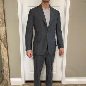 SUITSUPPLY WOOL LINEN Vitale Barberis Canonico 42L Grey Slim Fit Two-Piece Suit